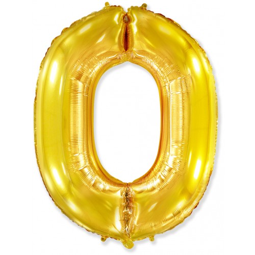 Воздушный шар Цифра 0, (40''/102 см), золото